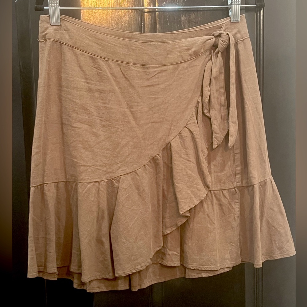 Free People Tan Ruffle Mini Skirt
